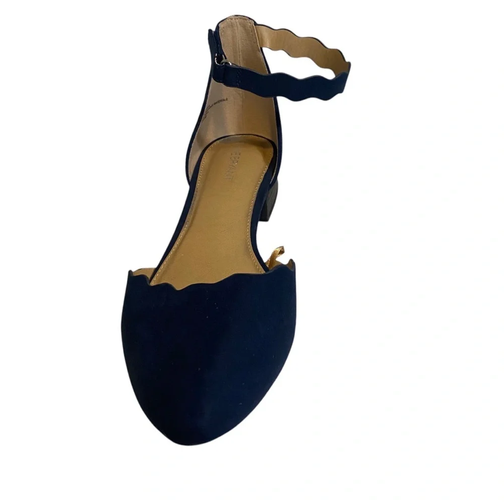 Lane Bryant Navy Blue Women's Ankle Strap Flats 11W New